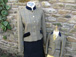 J 51 single breasted jacket with navy velvet trim shown with navy skirt and matching childs jacket.jpg
